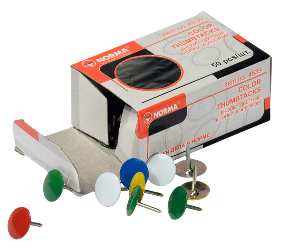 Кнопки NORMA (4839N), металеві з кольоровим капелюшком, 50шт.